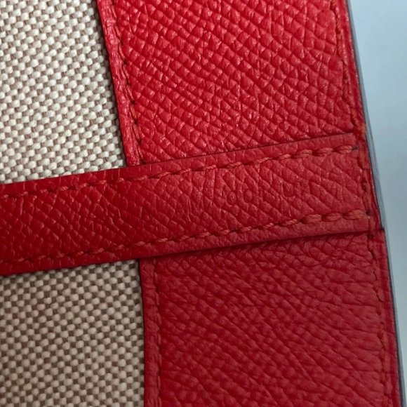 Auth HERMES maxi box cover 30 Hand Bag Tote Bag Evercolor / Epsom Red - Picture 10 of 14
